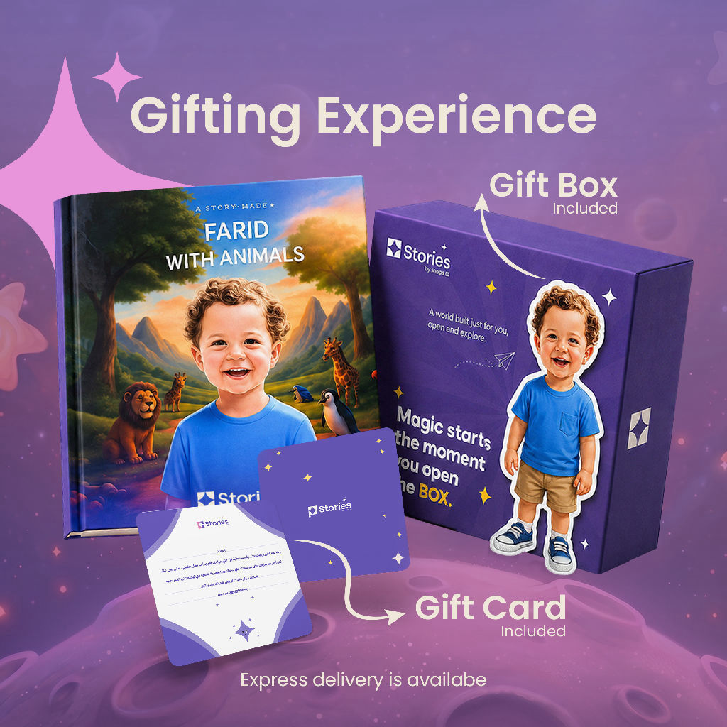 Personalized story, gift box, and gift card included in the gifting experience
